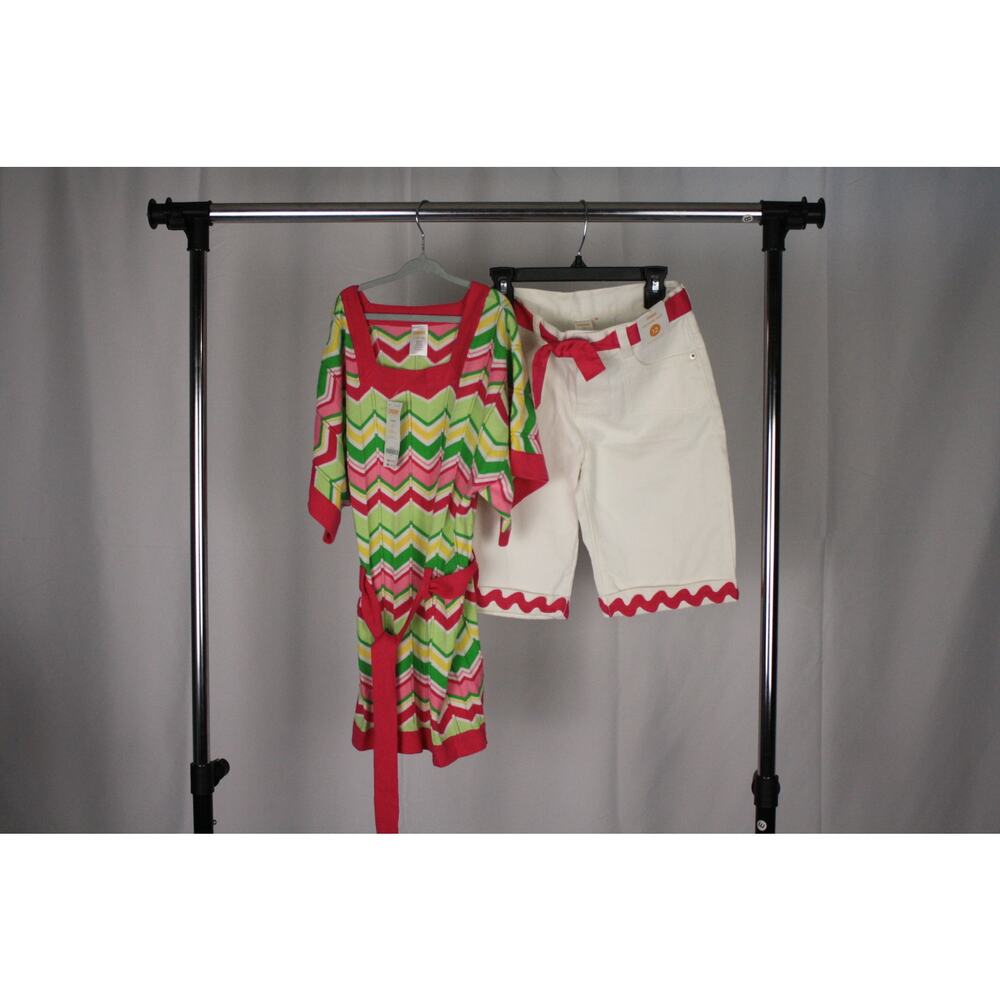 Gymboree Chevron Tunic Shorts Set Pink White Girls Size 12 NWT